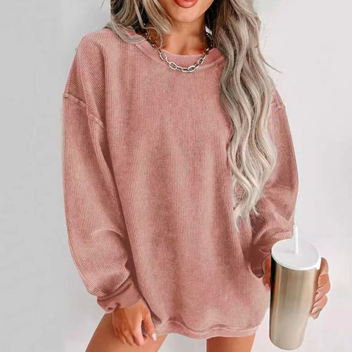 Damen gemütlicher und stilvoller Pullover mit Rippstruktur Drune