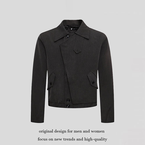 Herren kurzes asymmetrisches Twill-Blouson mit verdeckter Knopfleiste Drune