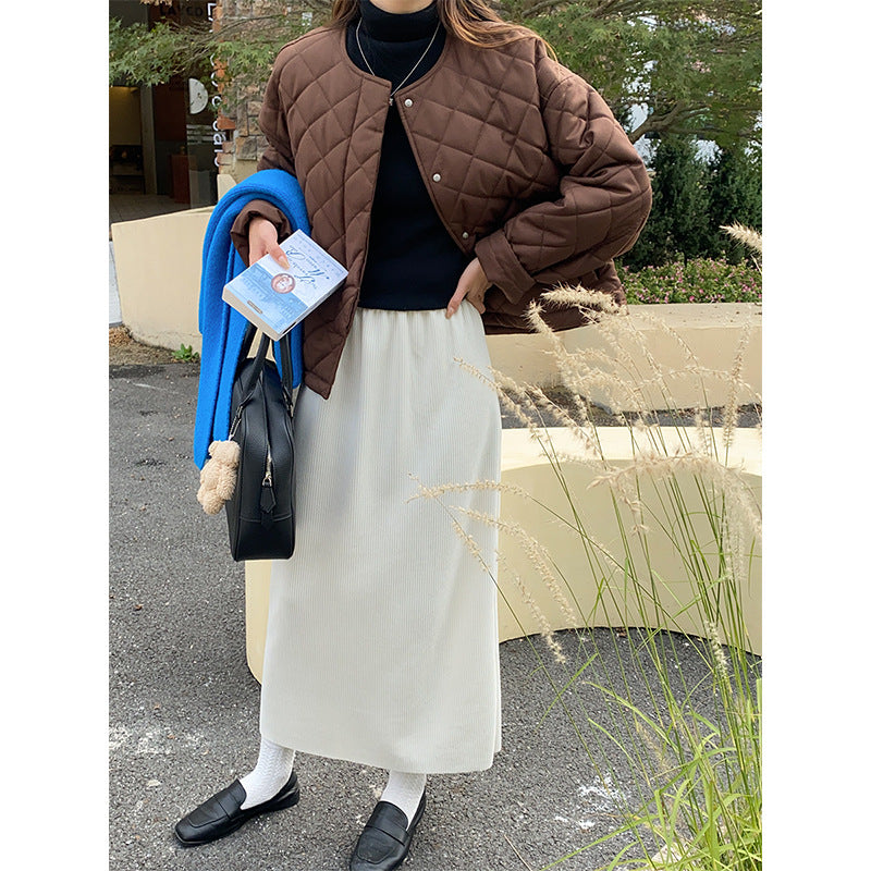 Damen gesteppte Übergangsjacke mit klassischem Kragen und praktischen Druckknöpfen Drune