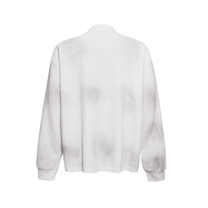Damen Oversize-Sweatshirt mit Waffelstruktur, Rundhalsausschnitt und Ruinen-Skizzenprint Drune