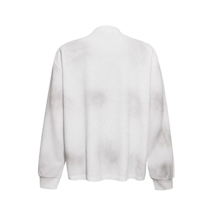Damen Oversize-Sweatshirt mit Waffelstruktur, Rundhalsausschnitt und Ruinen-Skizzenprint Drune