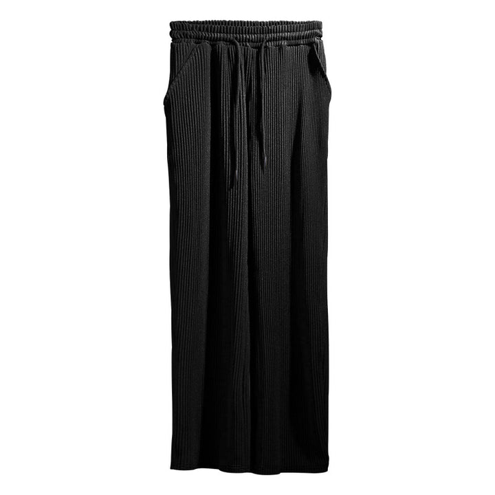 Damen weite Plissee-Hosen mit elastischem Bund und seitlichen Taschen Drune