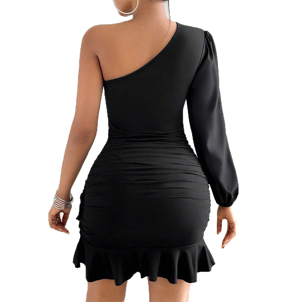 Damen Wickelminikleid mit asymmetrischem Schnitt und Rüschensaum Drune
