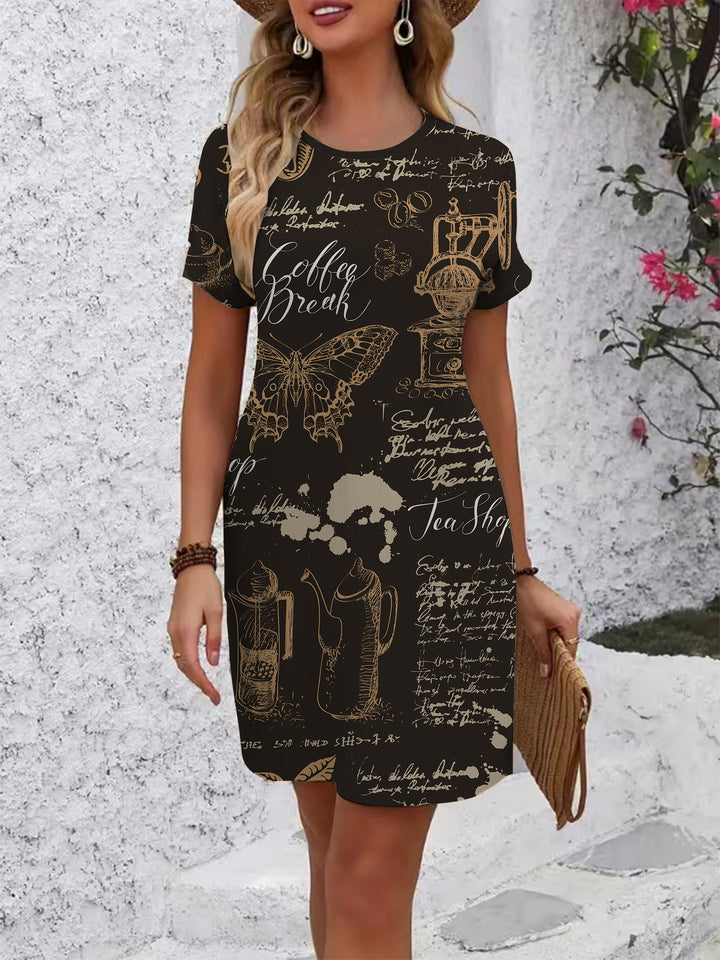 Damen T-Shirt Kleid mit kreativem Druckdesign Drune