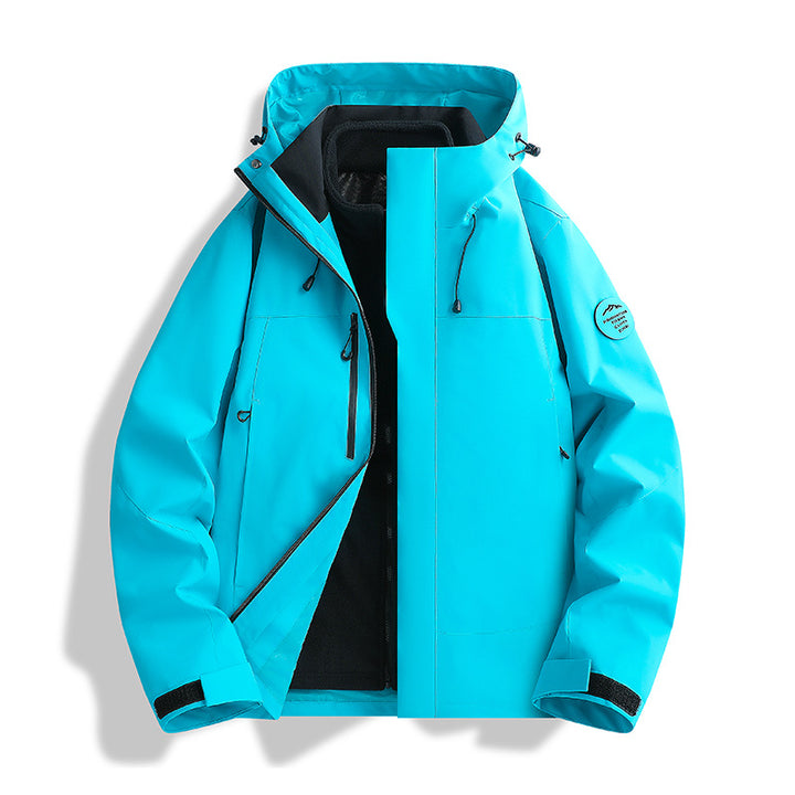 Herren Atmungsaktive, Wasserdichte Softshell-Jacke mit Fleecefutter und Kapuze Drune