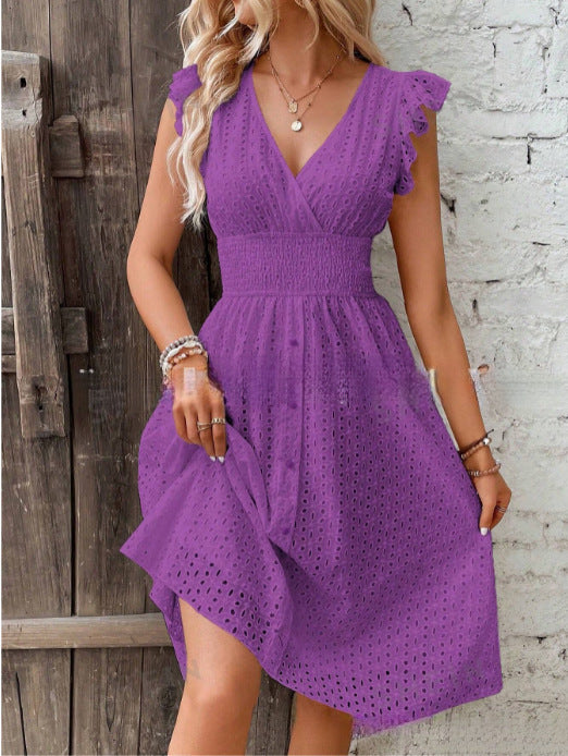 Damen Sommerkleid mit eleganten Spitzenärmeln Drune