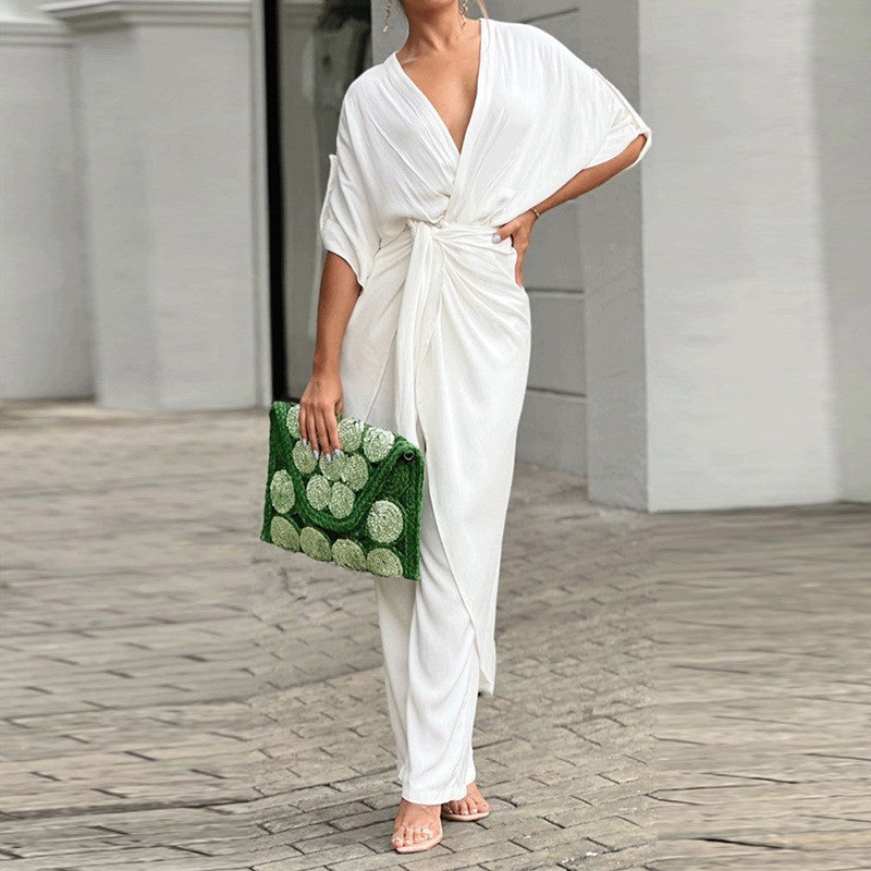 Damen Eleganter Wickel-Jumpsuit mit lässigem Design und Taillierung Drune