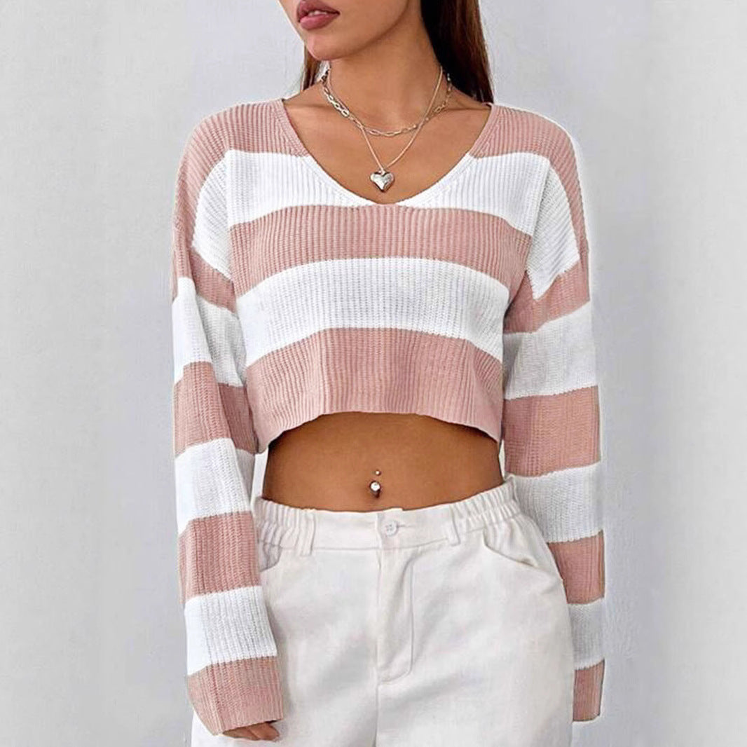 Damen Gemusterter Crop-Pullover Drune