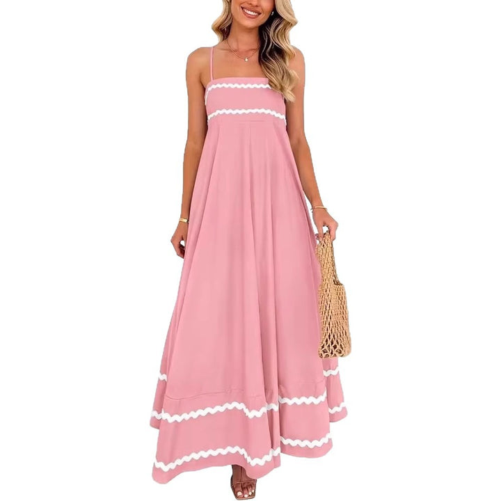 Damen Maxikleid mit eleganten Zierhörnchen und verstellbaren Trägern Drune