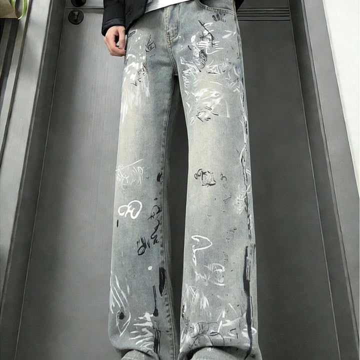 Damen Modische Graffiti Jeans Drune