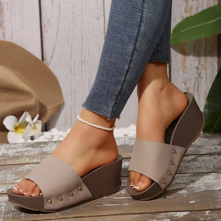 Damen Elegante und bequeme Keil-Pantoletten Drune