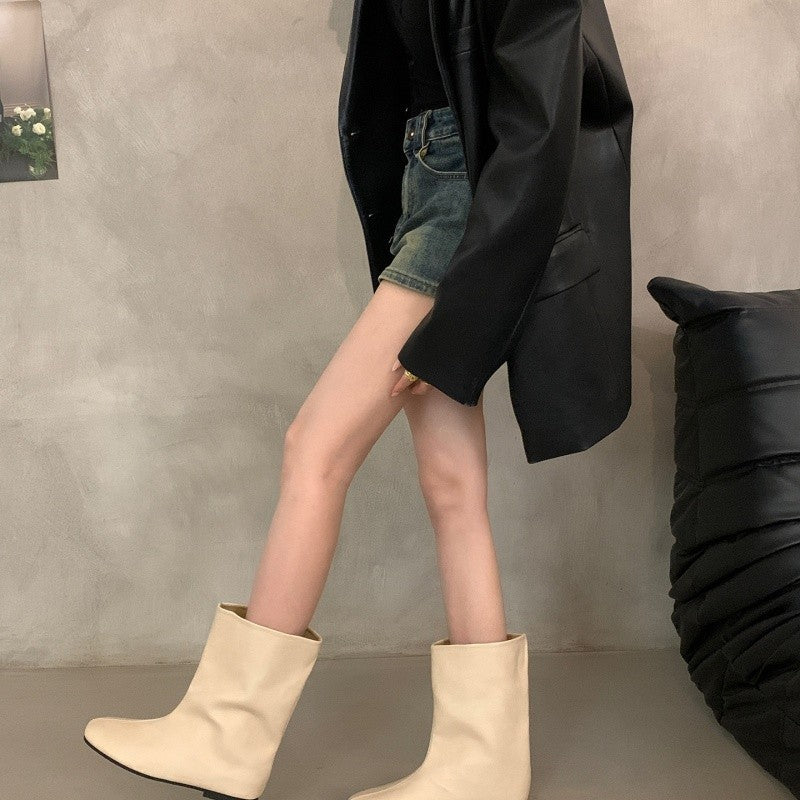 Damen Modische Stiefel ohne Schnürung Drune