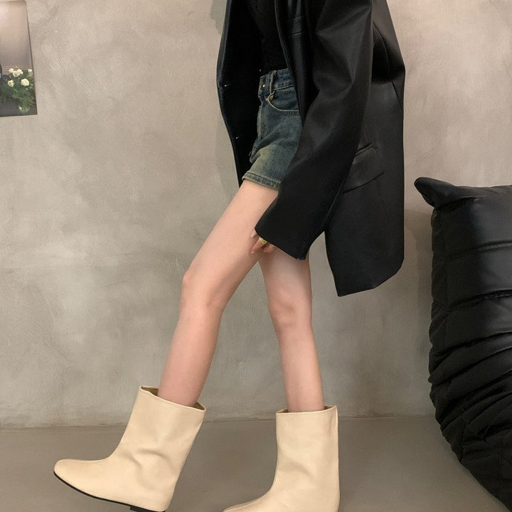 Damen Modische Stiefel ohne Schnürung Drune