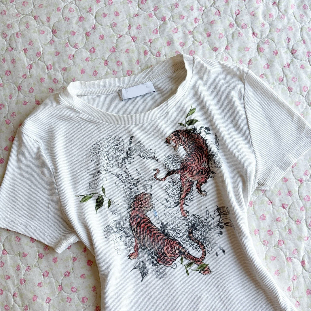 Damen T-Shirt mit kreativem Tigerdesign Drune