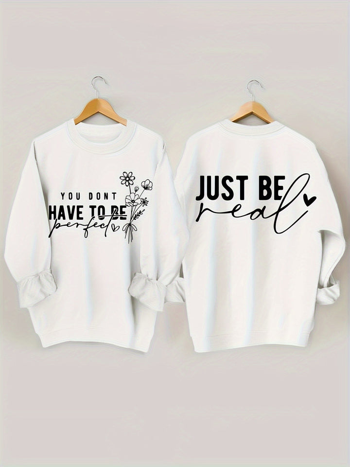 Damen lässiger Pullover mit inspirierenden Botschaften Drune