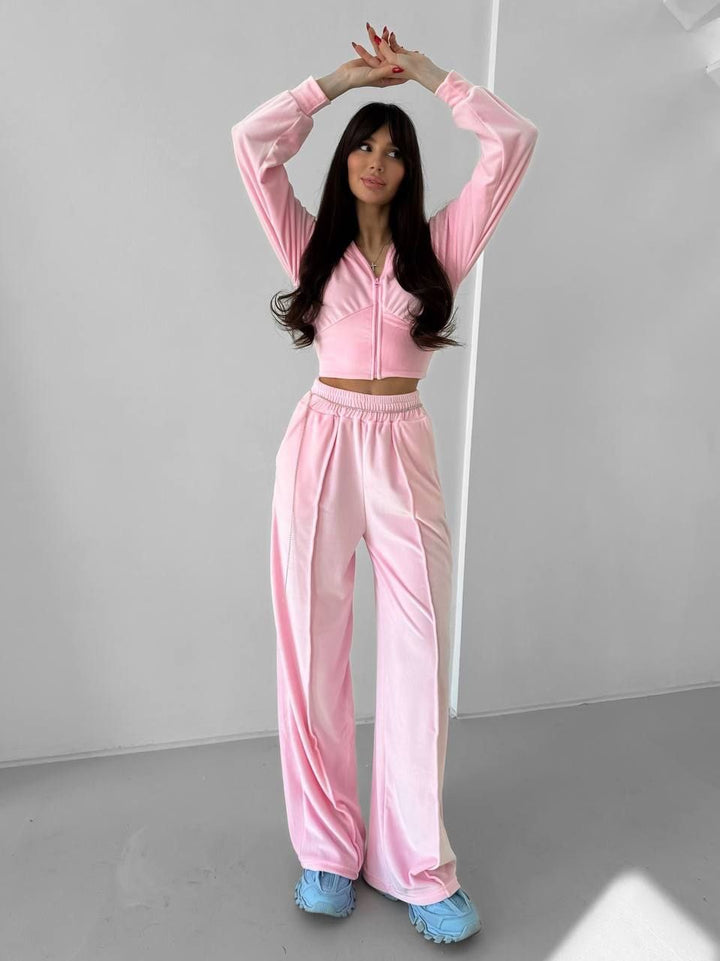 Damen Sportliches Loungewear-Set mit Kapuze und elastischem Bund Drune