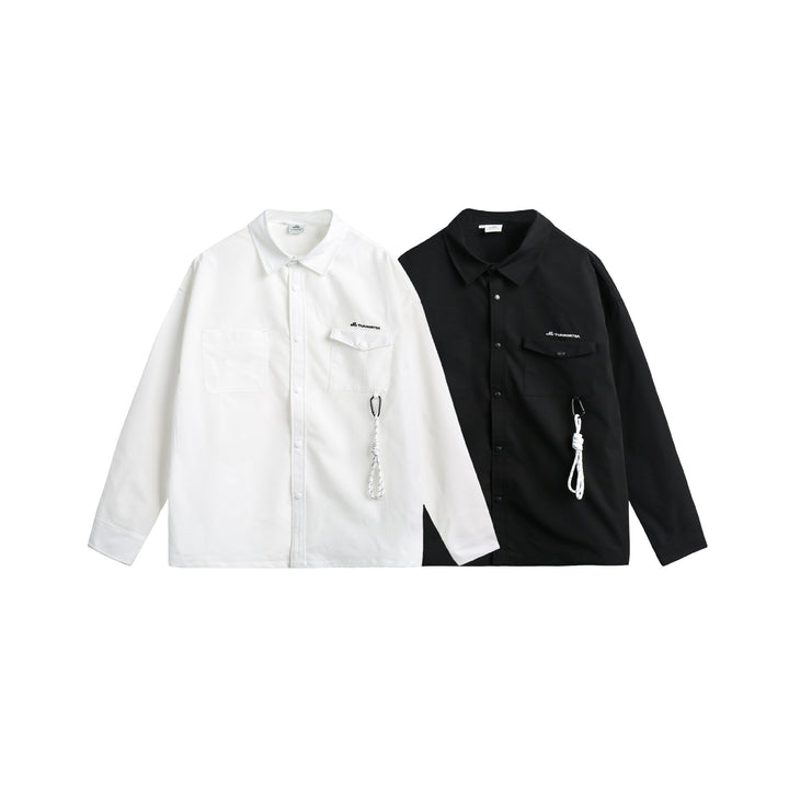 Unisex Overshirtjacke im Utility‑Stil mit Druckknopfleiste und Karabinerdetail Drune