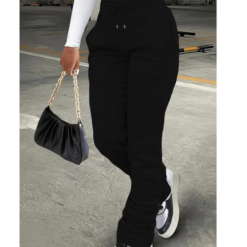 Damen nan figurbetonte Highwaist-Stretch-Sweathose mit gerafften Knöchelabschlüssen und Eingrifftaschen Drune