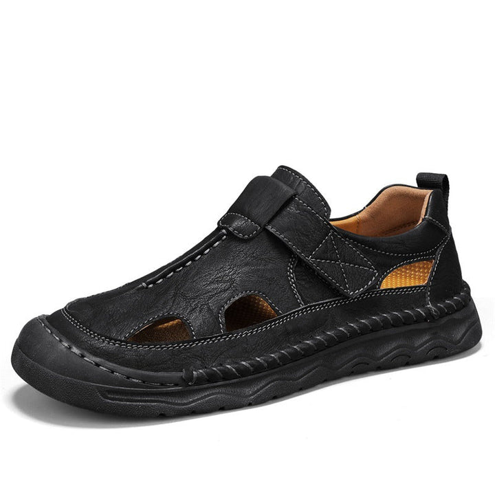 Herren Leder-Sandalen mit verstellbarem Klettverschluss und atmungsaktivem Design Drune