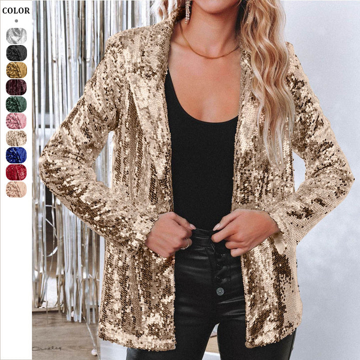 Damen Glitzernde Blazerjacke mit glamourosen Pailletten Drune