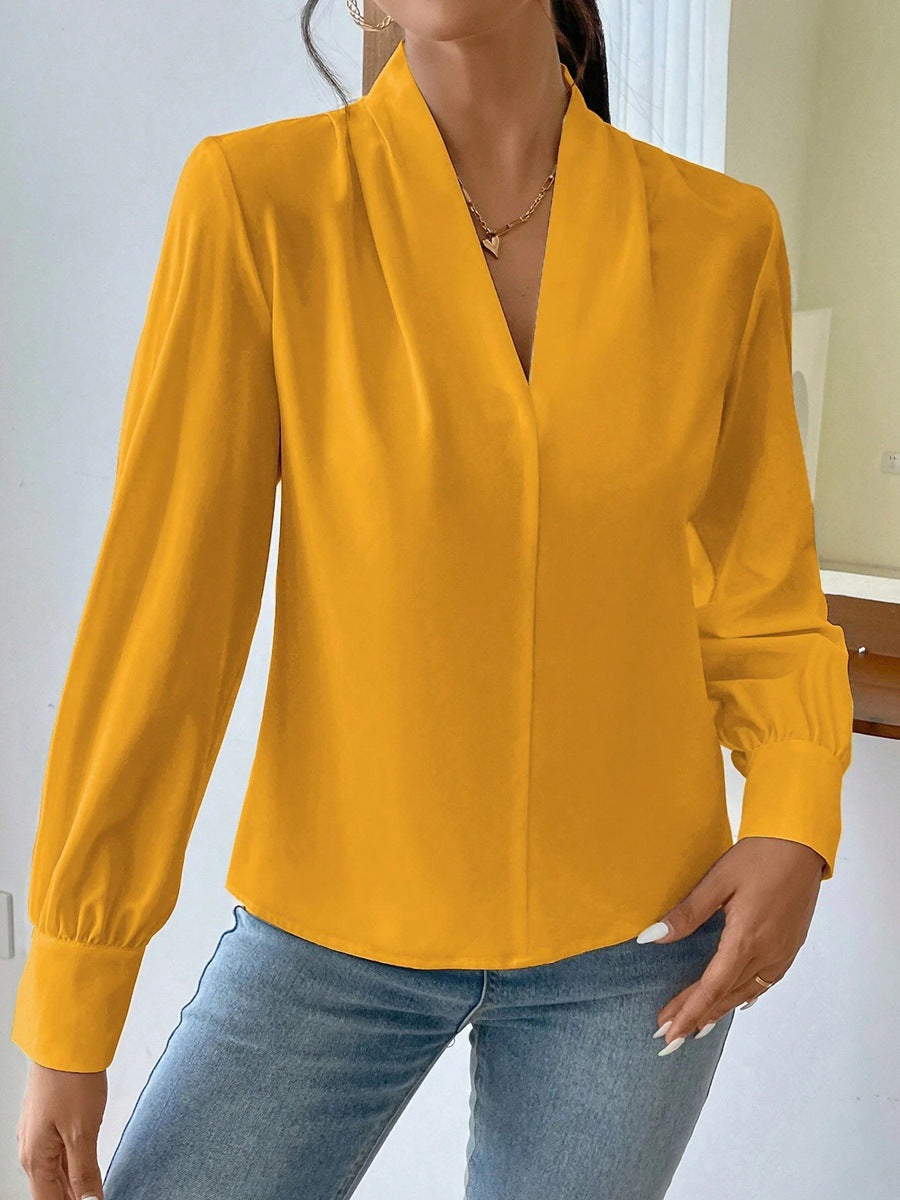 Drune | Satinbluse Mit V-ausschnitt Und Puffärmeln Für Damen