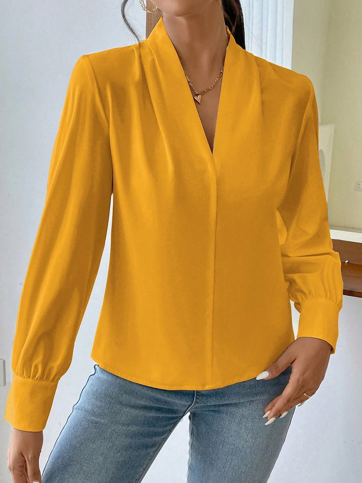 Drune | Satinbluse Mit V-ausschnitt Und Puffärmeln Für Damen