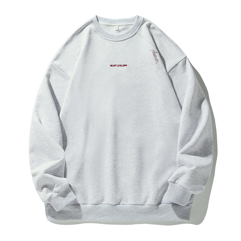 Unisex Oversize Rundhals-Sweatshirt aus Baumwollmix mit feiner Bruststickerei Drune