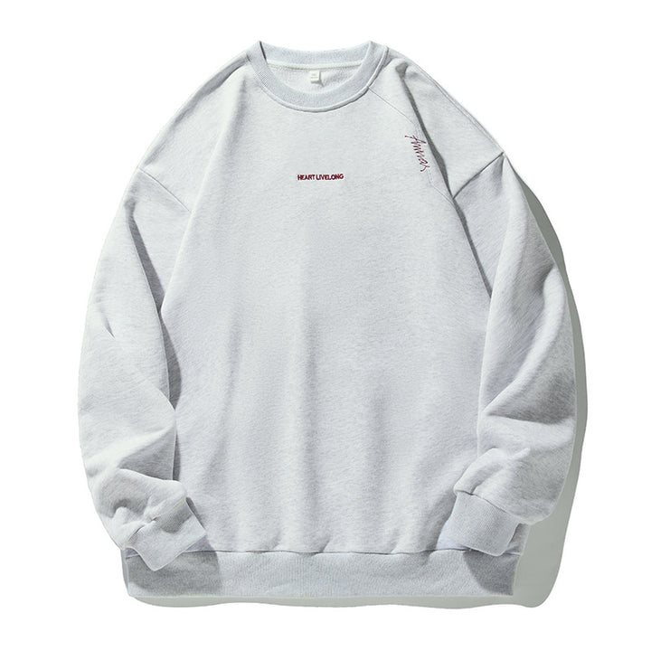 Unisex Oversize Rundhals-Sweatshirt aus Baumwollmix mit feiner Bruststickerei Drune