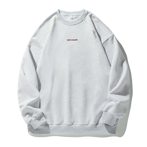 Unisex Oversize Rundhals-Sweatshirt aus Baumwollmix mit feiner Bruststickerei Drune