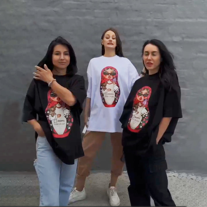 Damen Kreatives Oversized T-Shirt mit flippigem Grafikdruck Drune