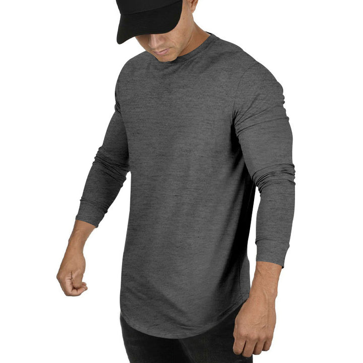 Herren Langarmshirt mit verlängertem Rundsaum und schmalem Schnitt aus elastischem Funktionsjersey Drune