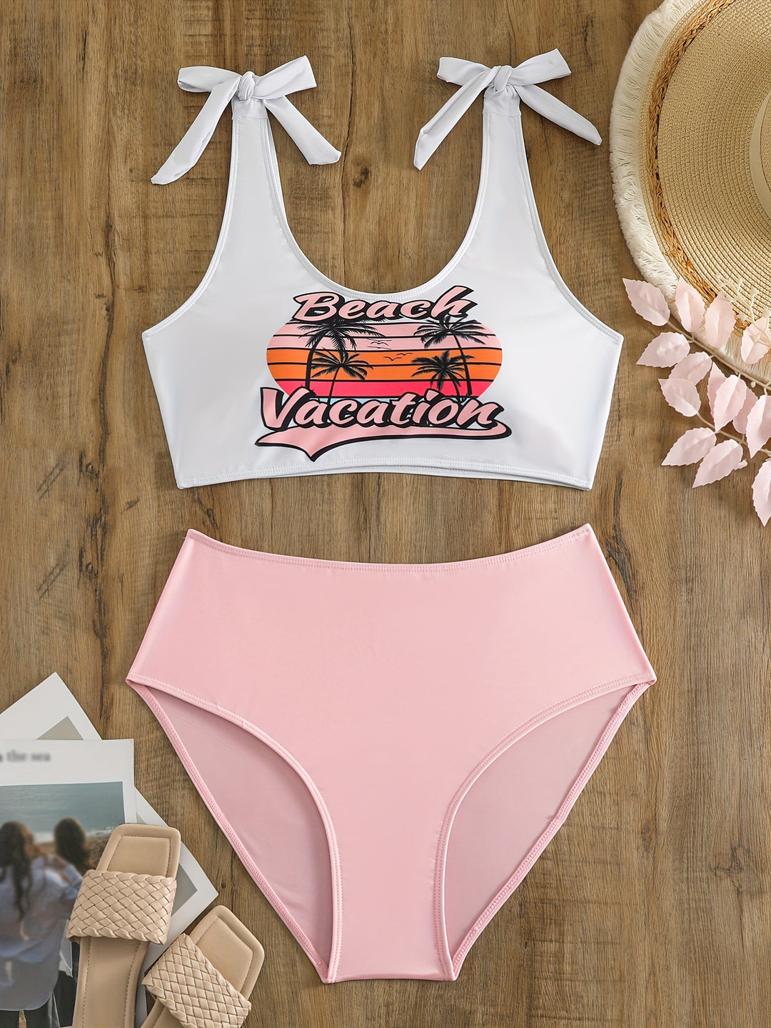 Damen Crop-Top-Bikini-Set mit verspielten Schleifen Drune