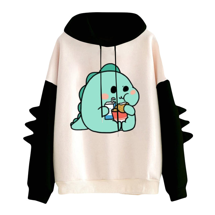 Damen nan Kapuzenpullover mit niedlichem Frosch-Motiv, Kängurutasche und volumigen Ärmelapplikationen Drune