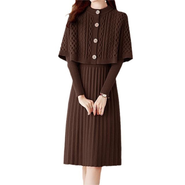 Damen elegantes Strickkleid mit abnehmbarem Bolero Drune