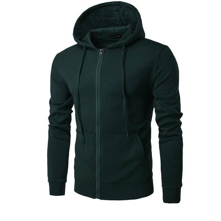 Herren nan schmal geschnittene Zip-Hoodie Jacke mit weichem Fleece-Innenfutter und Kängurutaschen Drune