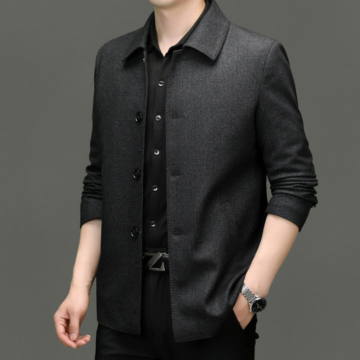 Herren lässiger Wool-Jackett mit knöpfbarem Kragen und praktischen Taschen Drune