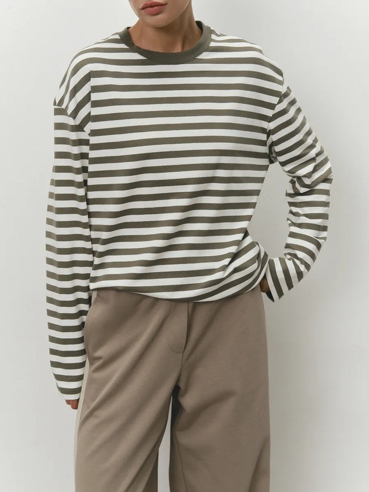 Damen Lässiges gestreiftes Langarmshirt Drune