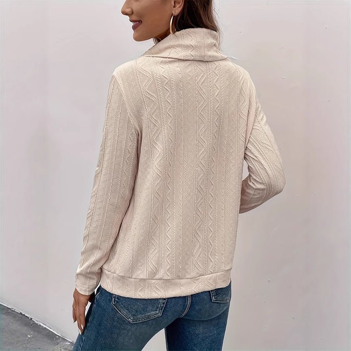 Damen Texturiertes Cowl‑Neck Langarmshirt mit Kordelzugsaum Drune