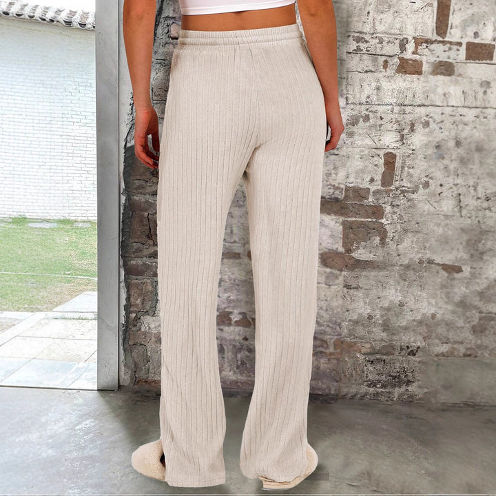 Damen Weiche Rippstrick-Hose mit elastischem Bund und praktischen Taschen Drune
