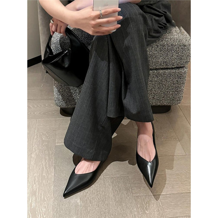 Damen Spitz zulaufende Lederoptik-Slipper mit ergonomischem Komfortfußbett Drune