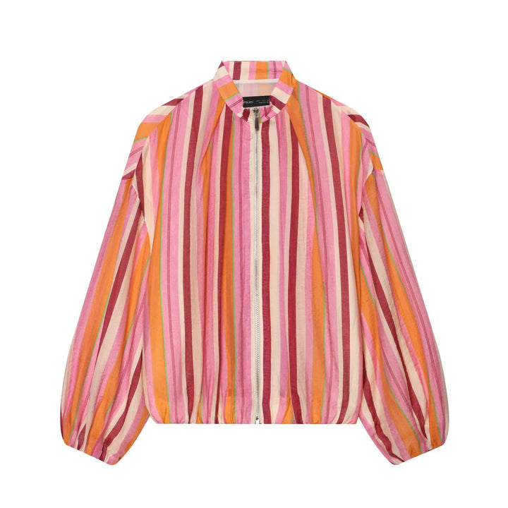 Damen leichte transparente Oversize-Blousonjacke mit Ballonärmeln Drune
