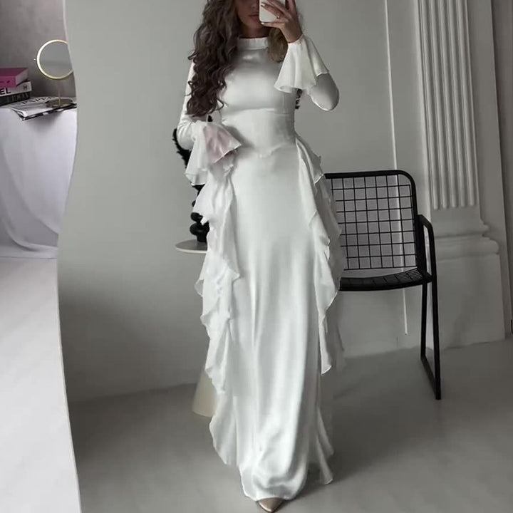 Drune | Langärmliges Rüsch-Maxikleid