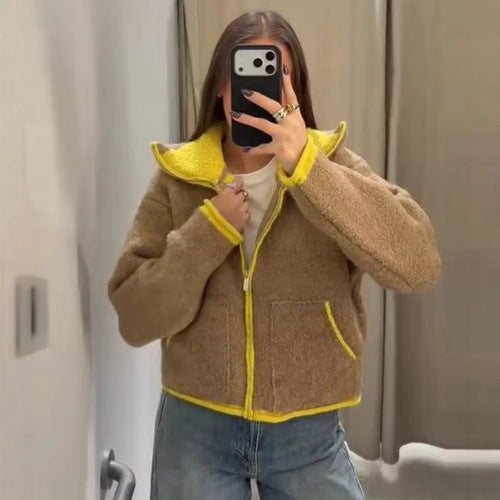 Damen kuschelige Fleecejacke mit modernem Reißverschluss und praktischen Taschen Drune