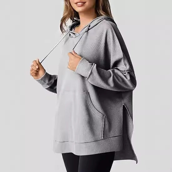 Damen Oversized Kapuzenpullover mit praktischen Eingrifftaschen und hochwertigem Strukturstoff Drune