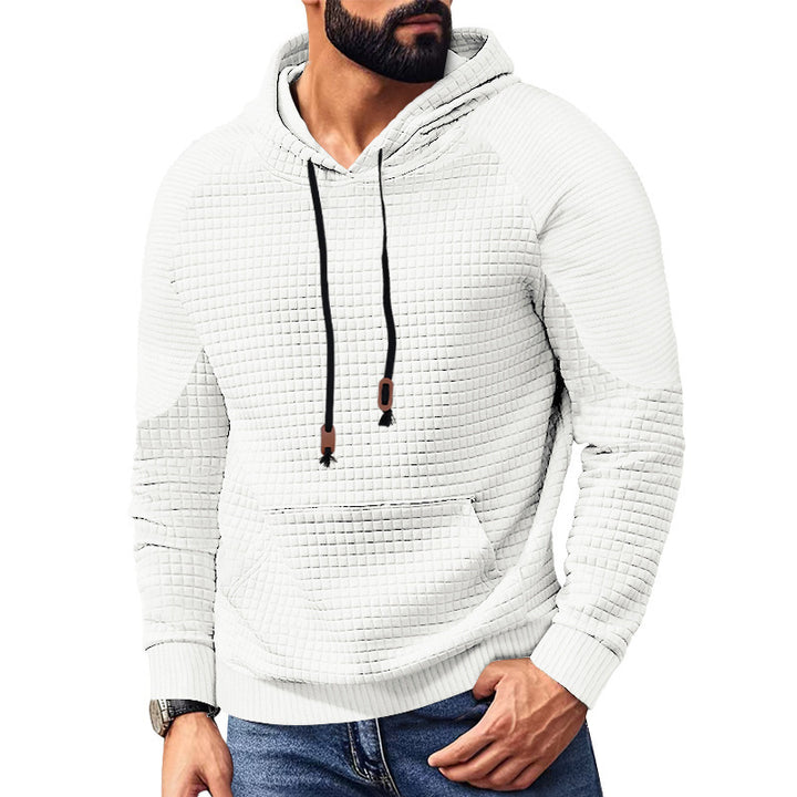 Herren nan gequilteter Kapuzenpullover mit quadratischer Struktur und Kängurutasche Drune