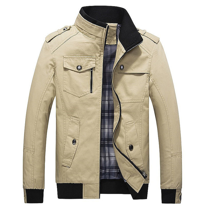 Herren nan leichte Canvas-Fieldjacke mit gesteppter Innenfütterung, Schulterklappen und kontrastierendem Rippbund Drune