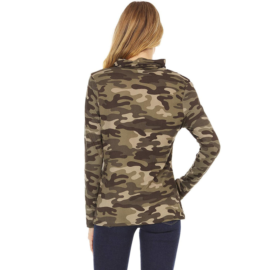 Damen Camouflage-Jersey-Longsleeve mit integriertem Schlauchkragen Drune