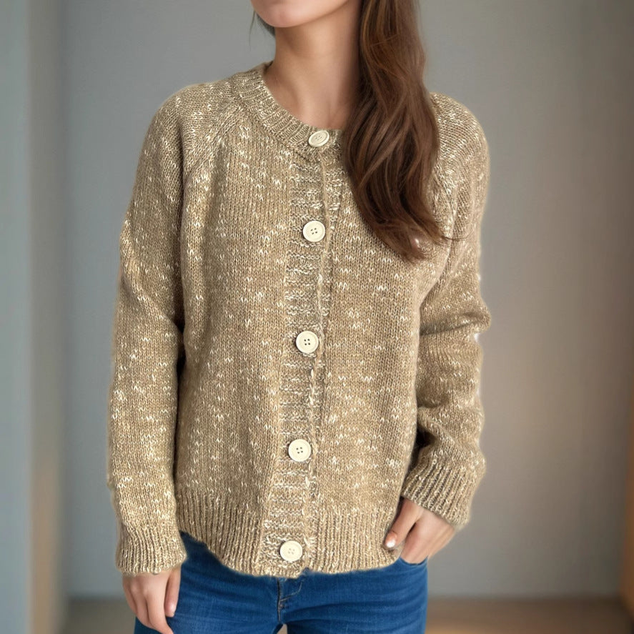 Damen lässiger Strickcardigan mit großen Knopfdetails und weichem Material Drune