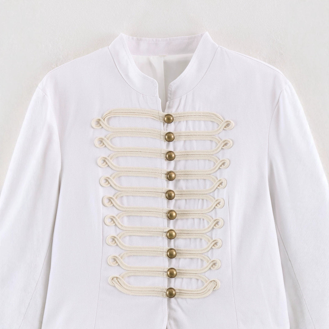 Damen Kurze Husarenjacke mit dekorischen Schlaufen und Stehkragen Drune