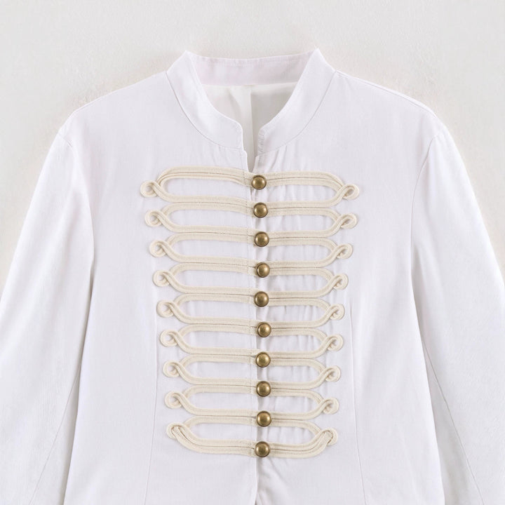 Damen Kurze Husarenjacke mit dekorischen Schlaufen und Stehkragen Drune